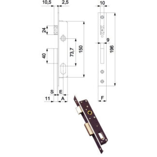 SERRATURA INF.MONTANTI ALL 16 E20 330 OMEC 330 OMEC SERR.ALL/FERRO INFILARE S OMEC