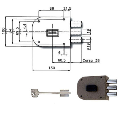 SERRATURA SIC.SEMPLICE SX DM               1800 CR 1800-51 SX CR SERR.LEGNO APPLICARE      S CR