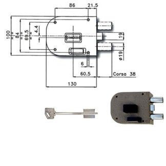 SERRATURA SIC.SEMPLICE DX DM               1850 CR 1850-01 DX CR SERR.LEGNO APPLICARE      S CR