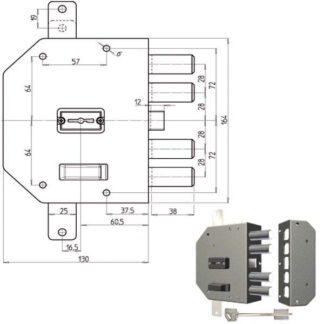 SERRATURA SIC.TRIPLICE DX DM               2250 CR 2250-01N CR SERR.LEGNO APPLICARE      S CR