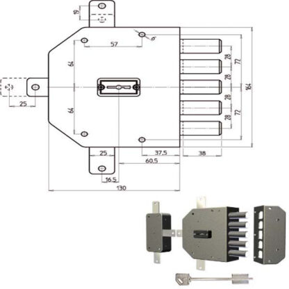 SERRATURA SIC.QUINTUPLICE SX DM            2300 CR 2300-51N CR SERR.LEGNO APPLICARE      S CR