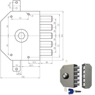 SERRATURA SIC.TRIPLICE DX POMPA            3200 CR 3200P-01NK55/29 CR SERR.LEGNO APPLICARE      S CR
