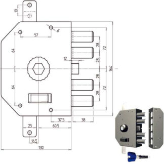 SERRATURA SIC.TRIPLICE SX POMPA            3250 CR 3250P-51NK55/29 CR SERR.LEGNO APPLICARE      S CR
