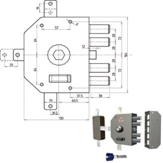 SERRATURA SIC.QUINTUPLICE DX POMPA         3350 CR 3350P-01NK55/29 CR SERR.LEGNO APPLICARE      S CR
