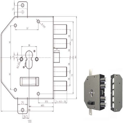 SERRATURA SIC.TRIPLICE SX CIL.          2250PEN CR 2250PEN-51NCL CR SERR.LEGNO APPLICARE      S CR