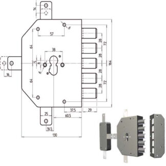 SERRATURA SIC.QUINTUPLICE DX CIL.       2300PEN CR 2300PEN-01NCL CR SERR.LEGNO APPLICARE      S CR