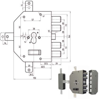 SERRATURA SIC.QUINTUPLICE SX CIL.       2350PEN CR 2350PEN-51NCL CR SERR.LEGNO APPLICARE      S CR