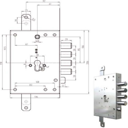 SERRATURA SIC.TRIPLICE CIL.            7056G-01 CR 7056G-01 CR SERR.BLINDATE             S CR