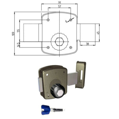 SERRATURA FERROGLIETTO POMPA 1 MANDATA     1500 CR 1500-01K55/29 CR SERR.LEGNO APPLICARE      S CR