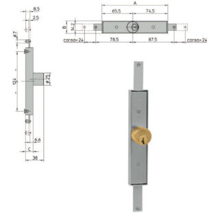SERRATURA SERRANDE 2 CH.VER.DIRITTE    1.8301 VIRO 31830100000000 VIRO SERR.BASCULANTI         S VIRO