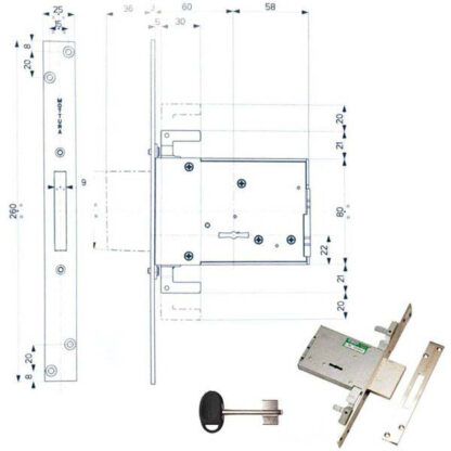 SERRATURA INFILARE FERRO TRIPLICE    40705 MOTTURA 407056008 MOTTURA SERR.ALL/FERRO INF.  S MOTTURA