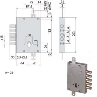 SERRATURA SICUREZZA TRIPLICE       56505-28-B CISA 56505.28.B CISA SERR.BLINDATE           S CISA