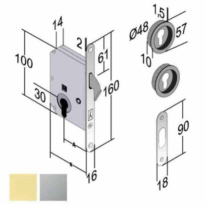 SERRATURA INF.LEGNO SCORREVOLI E50 YALE OL  BOY GB 4H06205017 BONAITI SERR.LEGNO INFILARE  S BONAITI