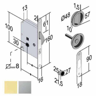 SERRATURA INF.LEGNO SCORREVOLI E50 BAGNO CS BON GB 4H06105087 BONAITI SERR.LEGNO INFILARE  S BONAITI