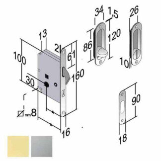 SERRATURA INF.LEGNO SCORREVOLI E50 BAGNO CS B2N GB 4K061050U7 BONAITI SERR.LEGNO INFILARE  S BONAITI