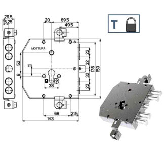 SERRATURA SIC.TRIPLICE               89E30 MOTTURA 89E305W22T MOTTURA SERR.BLINDATE        S MOTTURA