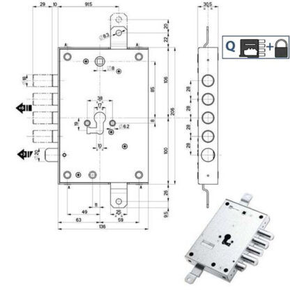 SERRATURA SIC.TRIPLICE SX            89857 MOTTURA 898571KOSQ MOTTURA SERR.BLINDATE        S MOTTURA