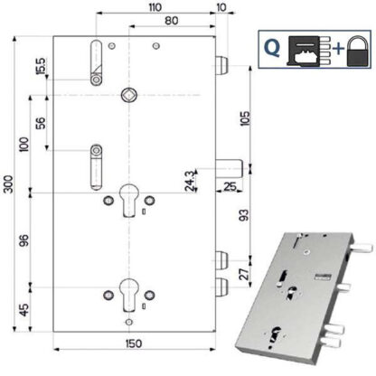 SERRATURA SIC.TRIPLICE DX            89F30 MOTTURA 89F309D00Q MOTTURA SERR.BLINDATE        S MOTTURA