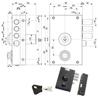 SERRATURA SIC.SEMPLICE DX POMPA      30010 MOTTURA 30010ND50 MOTTURA SERR.LEGNO APPLICARE S MOTTURA