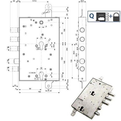 SERRATURA SIC.TRIPLICE SX            89859 MOTTURA 898595GRSQ MOTTURA SERR.BLINDATE        S MOTTURA