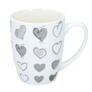 TAZZA MUG PORCELLANA CUORI GRIGI       cc 366 EDCO 871125219093 TAZZE CERAMICA               C EDCO