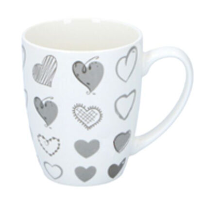 TAZZA MUG PORCELLANA CUORI GRIGI       cc 366 EDCO 871125219093 TAZZE CERAMICA               C EDCO