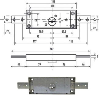 SERRATURA SERRANDE 2 CH.ORI.DIRIT.DM  1600  POTENT 1600 POTENT SERR.BASCULANTI       S POTENT