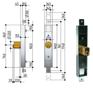 SERRATURA SERRANDE 2 CH.VER.DIR        6601 PREFER 6601.0010.0200 PREFER SERR.BASCULANTI       S PREFER