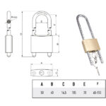 LUCCHETTO OTTONE mm 50 ARCO REGOLABILE      POTENT 2750REG POTENT LUCCHETTI             S POTENT