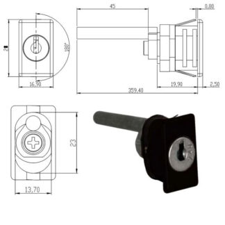 SERRATURA MOBILI APP.PERNO VERTICALE   163395Q OMR 163395Q OMR SERR.MOBILI APPLICARE    S OMR