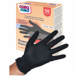 GUANTI NITRILE CASAMED POWDER FREE NERI Pz 50 S/M CMGUA203 - S/M GUANTI LAVORO                F GARDENING