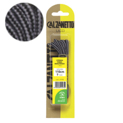 STRINGA TONDA P.1 NERO/GRIGIO    cm 110 CALZANETTO 474N SCARPE ACCESSORI             C CALZANETTO