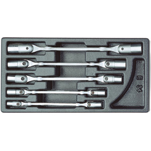 MODULI CON UTENSILI PER CARRELLI A TORRE Larghezza per profondità modulo mm 157,5x310.<br>Contenuto 5 pezzi escluso modulo:<br>1 pz. cadauno Art. 887 GA da mm 8x9-10x11-12x13-14x15-16x17. moduls with tools for tower-trolleys 1000G 12