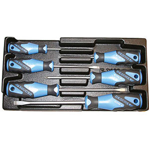 MODULI CON UTENSILI PER CARRELLI A TORRE Larghezza per profondità modulo mm 157,5x310.<br>Contenuto 6 pezzi escluso modulo:<br>1 pz. cadauno Art. 982 SB da mm 100x4-125x5,5-150x6,5-175x8<br>1 pz. cadauno Art. 982 SL Gr. PZD 1 - 2 moduls with tools for tower-trolleys 1000G 16