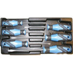 MODULI CON UTENSILI PER CARRELLI A TORRE Larghezza per profondità modulo mm 157,5x310.<br>Contenuto 6 pezzi escluso modulo:<br>1 pz. cadauno Art.982 SB da mm 100x4-125x5,5-150x6,5-175x8<br>1 pz. cadauno Art. 982SF Gr. PH 1 - 2 moduls with tools for tower-trolleys 1000G 16A