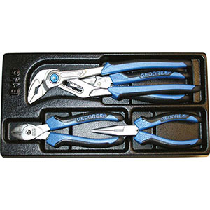 MODULI CON UTENSILI PER CARRELLI A TORRE Larghezza per profondità modulo mm 157,5x310.<br>Contenuto 4 pezzi escluso modulo:<br>1 pz. Art. 251 GB mm 160<br>1 pz. Art. 362 GL<br>1 pz. Art. 345 G mm 180<br>1 pz. Art. 573 GB mm 160. moduls with tools for tower-trolleys 1000G 21