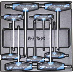 MODULI CON UTENSILI PER CARRELLI A TORRE Larghezza per profondità modulo mm 310x315.<br>Contenuto 9 pezzi escluso modulo:<br>1 pz. cadauno Art. 913 GS da mm 2-2,5-3-4-5-6-7-8-10. moduls with tools for tower-trolleys 1000G 4