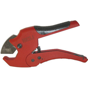 TAGLIATUBI PER MATERIE PLASTICHE Corpo in speciale lega d'alluminio, leggero e robusto, con impugnatura rivestita in morbida gomma antiscivolo. Lungh. totale mm 230. plastic material pipe cutters 1052GP