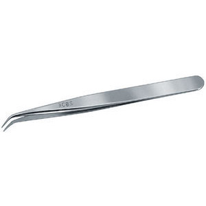 PINZETTE DI PRECISIONE PER ELETTRONICA INOSSIDABILI ANTIMAGNETICHE Tipo corto a punte sottili, curve, bombate all'esterno (Mod. 3CB). inox tweezers for electronics 130L