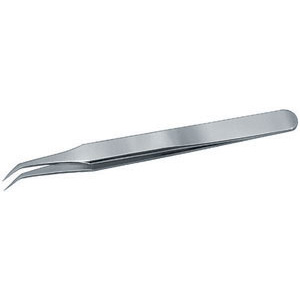 PINZETTE DI PRECISIONE PER ELETTRONICA INOSSIDABILI ANTIMAGNETICHE Tipo a punte sottili, curve, a forte presa (Mod. 2B). inox tweezers for electronics 130P