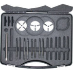 ESTRATTORI PER CUSCINETTI A SFERE IN ASSORTIMENTO Contenuto:<br>1 vite filettata M10, lunghezza mm 115<br>3 flange con cave <br>1 sr. di 4 bracci gr 10, lunghezza mm 120 per cuscinetti ISO: <br>6000-6001-6002-6003-6200<br>1 sr. di 4 bracci gr 20, lunghezza mm 125 per cuscinetti ISO:<br>6201-6202<br>1 sr. di 4 bracci gr 30, lunghezza mm 130 per cuscinetti ISO:<br>6203-6004-6005-6006-6300<br>1 sr. di 4 bracci gr 40, lunghezza mm 135 per cuscinetti ISO:<br>6301-6302-6007-6008-6204-6009-6010-6303-6304<br>In valigetta di robusto materiale sintetico. extractors sets 1419GA