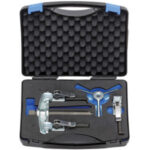 ESTRATTORI A BRACCI SOTTILI  A REGOLAZIONE RAPIDA IN ASSORTIMENTO Composizione:<br>3 bracci lunghezza mm 100 (Art. 1425 GPF 100)<br>1 traversa a 2 bracci, apertura max mm 90<br>1 traversa a 3 bracci, apertura max mm 90<br>2 viti filettate M 14 x 1,5 x 140 (Art. 1455 GA 1).<br>Assortimento completo. In valigetta. thin grip pullers with quick adjustment in sets 1434GP