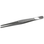 PINZETTE IN ACCIAIO Tipo a punte diritte arrotondate zigrinate. Con perno. precision tweezers 150