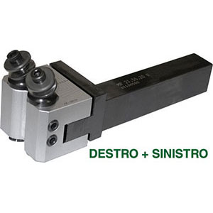 PORTAGODRONI PER GODRONI A TAGLIO A 2 godroni, per uso assiale. Per ottenere godronature RGE 30°, RGE 45° e RGE 60°.<br>Per corpi con Ø da mm 5 a 250. Lunghezza mm 165. Sezione mm 20x25.<br>Per uso destro e sinistro. knurling tools holders 1593GR