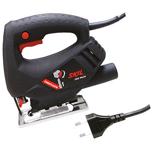 ELETTRO-SEGHE ALTERNATIVE Tipo con rapporto ottimale qualità/prezzo. Per tagli in linea retta o curva. Interruttore con pulsante di bloccaggio per il funzionamento continuo. Predisposto per l'aspirazione. Base d'appoggio inclinabile fino a 45° a sinistra e a destra. Rullino guidalama per tagli più precisi e maggiore durata delle lame. Soffiatore automatico. Corredate di 3 lame. electric jig saws 1703G