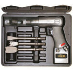 MARTELLI AD ARIA COMPRESSA IN ASSORTIMENTO Martello Art. 1727 GM con 3 scalpelli Art. 2948 G/A-B-C. In valigetta. air chipping hammers sets 1727G