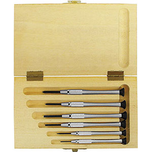 GIRAVITI PER OROLOGIAI E MECCANICA FINE In astuccio di legno. screwdrivers for watchmaker and fine mecanics 1898GT