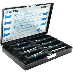 GIRAVITI PER ELETTRONICA E MECCANICA FINE LINEA WITTRON Composizione:<br>1 pz. x tipo Art. 1912 GA x 40A - 40B - 40C - 60 - 60 A - 75 -75A.<br>In cofanetto. screwdrivers line Wittron 1912GM