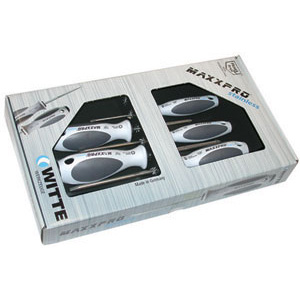 GIRAVITI INOX LINEA MAXXPRO IN ASSORTIMENTO Composizione di 5 pezzi:<br>1 Giravite punta piana Art. 1932 GZAx75<br>1 Giravite punta piana Art. 1932 GZAx100 <br>1 Giravite punta piana Art. 1932 GZAx125<br>1 Giravite punta a croce PZD Art. 1932 GZFx1<br>1 Giravite punta a croce PZD Art. 1932 GZFx2<br>In scatola di cartone.<br>L'assortimento inox screwdrivers' line "MAXXPRO" sets 1949GE