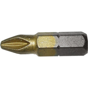 BITS CON ATTACCO ESAGONALE 1/4" DIN 3126 C 6,3 PER AVVITATORI E TRAPANI Taglio a croce Pozidriv. Con rivestimento TIN giallo per la massima durata. Lunghezza totale mm 25. blades for electric drills 1991GCE